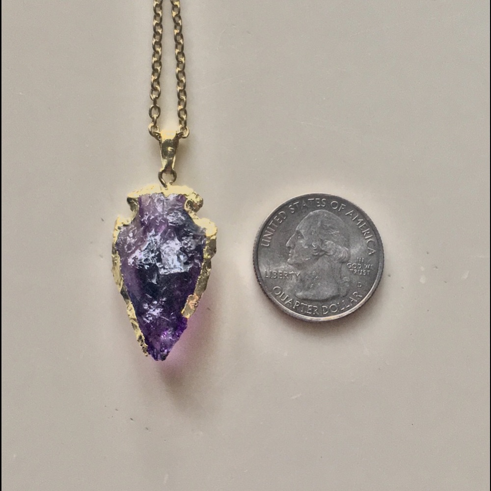 🆕 Handcrafted Amethyst Arrowhead Pendant Necklace - Picture 5 of 8